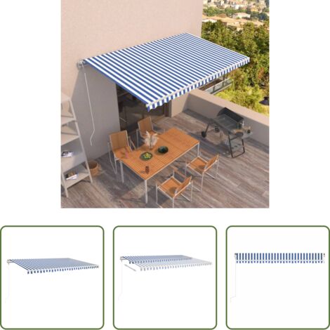 Tenda da Sole Retrattile Manuale 250 cm a Strisce Blu e Gialle