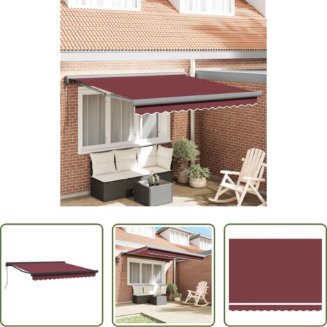 Tenda da sole automatica -  Tenda da Sole Retrattile Automatica Bordò 300x250 cm