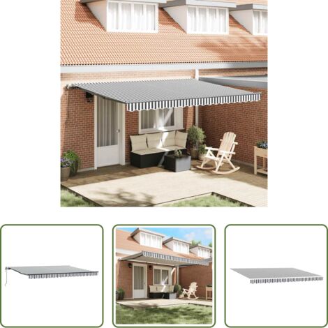 Tenda da sole automatica - Tenda Retrattile Automatica Antracite e Bianco 450x300 cm