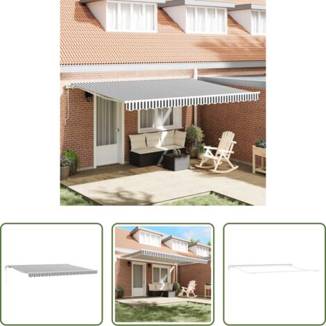 Tenda da sole automatica - Tenda Retrattile Automatica Antracite e Bianco 450x300 cm