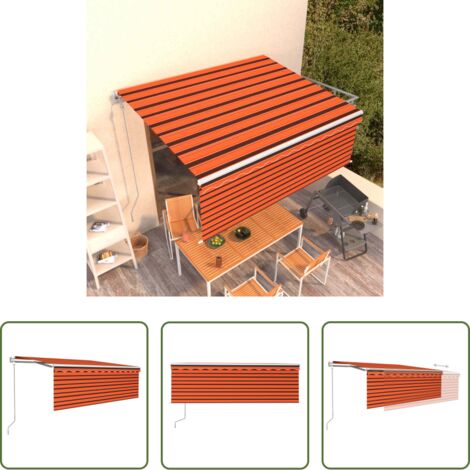 Tenda da sole automatica -  Tenda Retrattile Automatica con Parasole 4x3 m Arancio Marrone