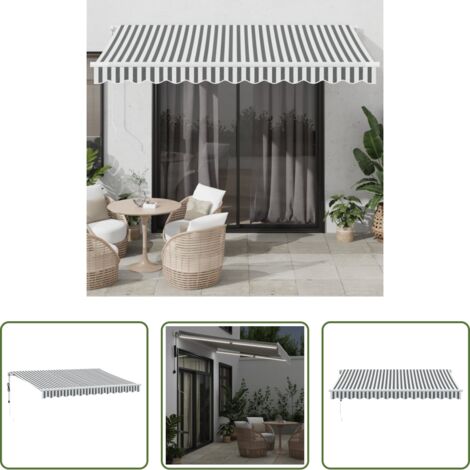 Tenda da sole automatica -  Tenda Retrattile Automatica LED Antracite e Bianco 350x250 cm