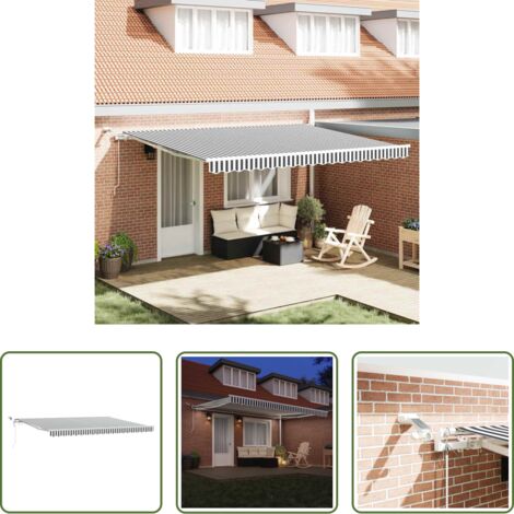 Tenda da sole automatica -  Tenda Retrattile Automatica LED Antracite e Bianco 450x300 cm