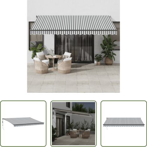 Tenda da sole automatica -  Tenda Retrattile Automatica LED Antracite e Bianco 450x350 cm