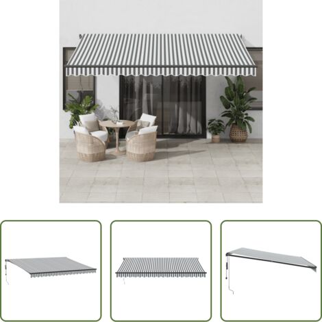 Tenda da sole automatica -  Tenda Sole Retrattile Automatica 450x350 cm Antracite e Bianco