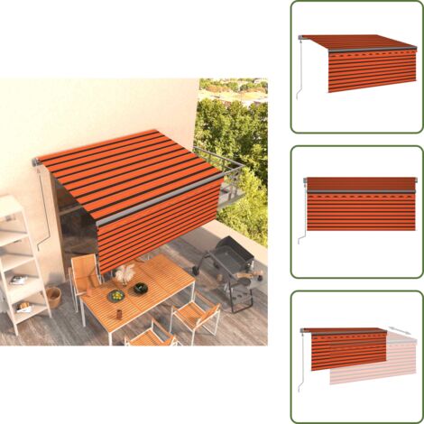 Tenda da sole automatica - vidaXL Tenda Retrattile Automatica Parasole 3,5x2,5m Arancio e Marrone - Tenda oscurante