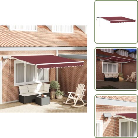 Tenda da sole autoportante - vidaXL Tenda da Sole Retrattile Manuale con LED Bordò 300x250 cm - Tenda da sole per balcone