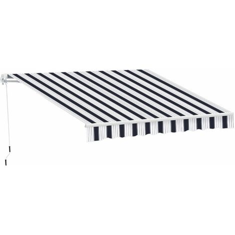 Tenda da Sole Avvolgibile a Parete Manuale a Righe Blu e bianco 2.5x2m