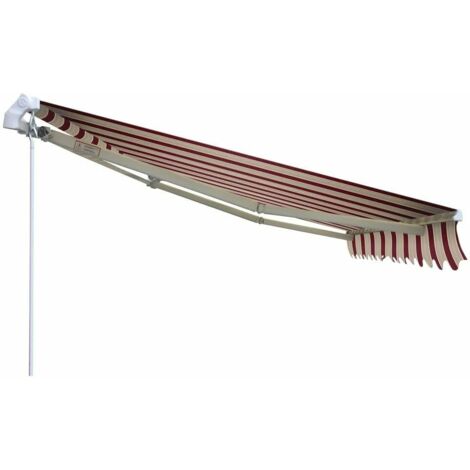 TENDA DA SOLE BALCONE ESTERNO AVVOLGIBILE RULLO 4x2,5 mt BEIGE BORDEAUX RIGATA 284v