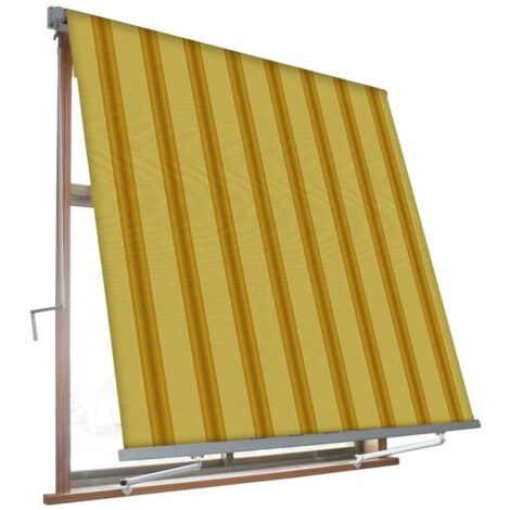 TENDA DA SOLE CADUTA 3X2,45 MT SENZA CASSONETTO BRACCI BEIGE OCRA RIGATA BALCONE OMBRA 372