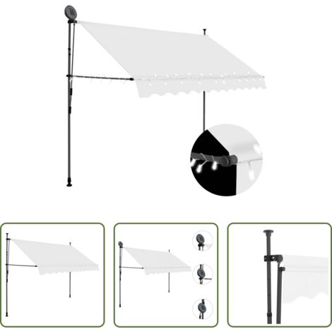 Tenda da sole con LED -  Tenda da Sole Retrattile Manuale con LED 250 cm Crema