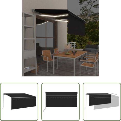 Tenda da sole con LED -  Tenda da Sole Retrattile Manuale con LED 3,5x2,5 m Antracite