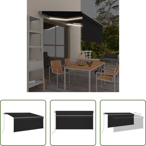 Tenda da sole con LED -  Tenda da Sole Retrattile Manuale con LED 3x2,5 m Antracite