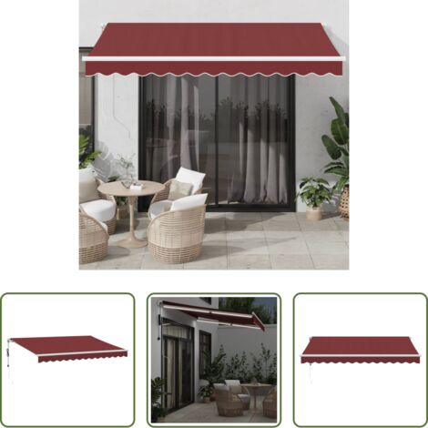 Tenda da sole con luci LED -  Tenda da Sole Retrattile Automatica con LED Bordò 350x250 cm