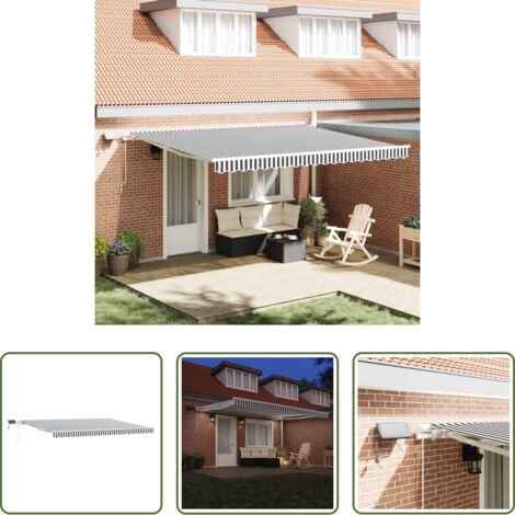 Tenda da sole con luci LED -  Tenda da Sole Retrattile Manuale con LED Antracite e Bianco