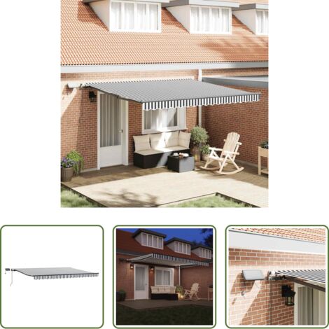 Tenda da sole con luci LED -  Tenda Retrattile Manuale con LED Antracite e Bianco 400x300 cm