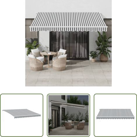 Tenda da sole con luci LED -  Tenda Retrattile Manuale con LED Antracite e Bianco 400x350 cm