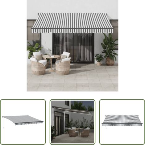 Tenda da sole con luci LED -  Tenda Retrattile Manuale con LED Antracite e Bianco 400x350 cm