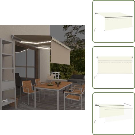 Tenda da sole con luci LED - vidaXL Tenda da Sole Retrattile Manuale con LED 3,5x2,5 m Crema - Tenda da sole con protezione UV