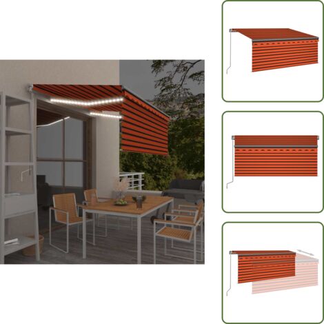 Tenda da sole con luci solari - vidaXL Tenda da Sole Retrattile Manuale LED 3,5x2,5m Arancione Marrone - Tenda da sole per esterni