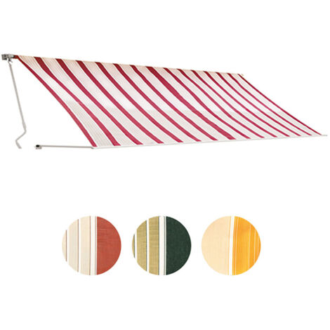 Tenda da Sole con Manovella a Barra Quadra per Balcone Eco - Colore: Rigato Verde/Bianco - Formato: 4 x 3 m