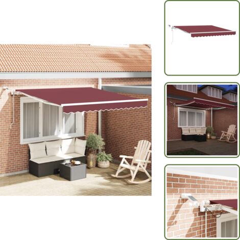 Tenda da sole con sensore del vento - vidaXL Tenda da Sole Retrattile Automatica con LED Bordò 300x250 cm - Tenda da sole per balcone