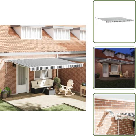Tenda da sole con sensore del vento - vidaXL Tenda Retrattile Automatica LED Antracite e Bianco 450x300 cm - Tenda da sole antracite e bianco