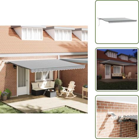 Tenda da sole con sensore del vento - vidaXL Tenda Retrattile Automatica LED Antracite e Bianco 450x300 cm - Tenda da sole per balcone