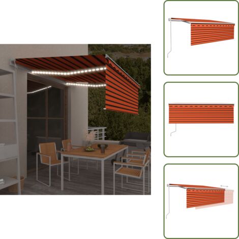 Tenda da sole con telecomando - vidaXL Tenda Automatica con Sensore Vento 4,5x3 m Arancione e Marrone - Tenda da sole con luci LED