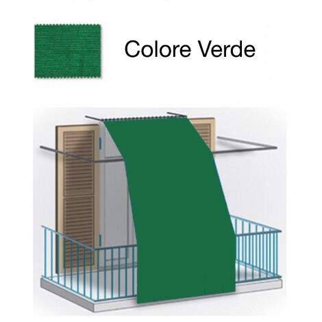 Tenda da Sole Cotone 140x300 Verde Lavabile Anelli Ganci Sacchetto