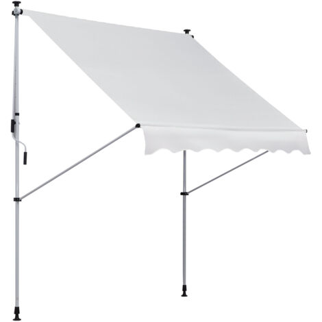 Tenda da Sole da Esterno 2x1.5m a Rullo con Manovella, Altezza e Angolazione Regolabile, Bianco