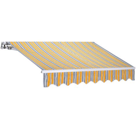 Tenda da sole estensibile 250 x 200 centimetri tenda parasole barra quadra tenda da sole con manovella colore giallo rigato