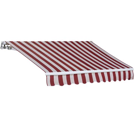 Tenda da sole estensibile 300 x 200 centimetri tenda parasole barra quadra tenda da sole con manovella colore bordeaux rigato
