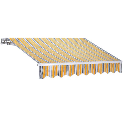 Tenda da sole estensibile 300 x 200 centimetri tenda parasole barra quadra tenda da sole con manovella colore giallo rigato