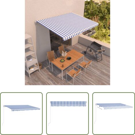 Tenda da sole esterna -  Tenda da Sole Retrattile Manuale 400x350 cm Blu e Bianca