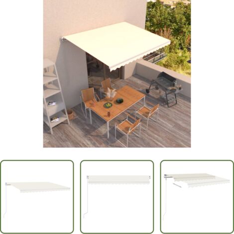 Tenda da sole esterna -  Tenda da Sole Retrattile Manuale 400x350 cm Crema