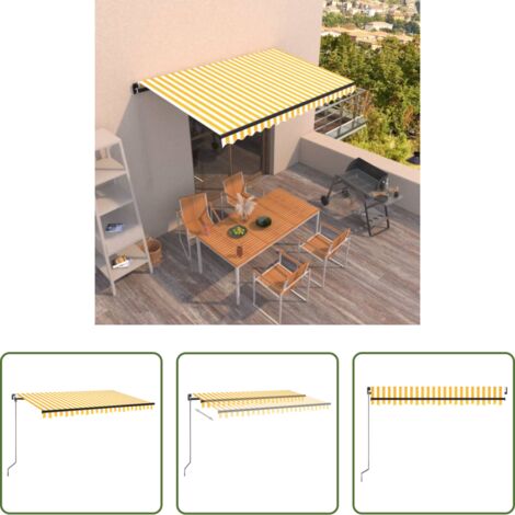 Tenda da sole esterna -  Tenda da Sole Retrattile Manuale 400x350 cm Gialla e Bianca