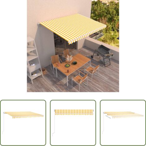 Tenda da sole esterna - Tenda da Sole Retrattile Manuale 450x300 cm Gialla e Bianca