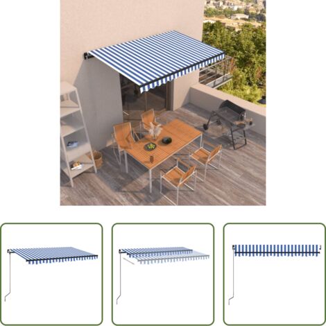 Tenda da sole esterna -  Tenda da Sole Retrattile Manuale 450x350 cm Blu e Bianca
