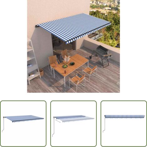 Tenda da sole esterna -  Tenda da Sole Retrattile Manuale 500x350 cm Blu e Bianca