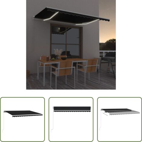 Tenda da sole esterna -  Tenda da Sole Retrattile Manuale con LED 400x350 cm Antracite