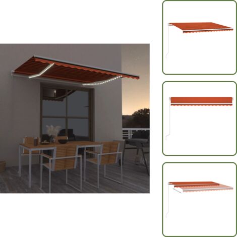 Tenda da sole esterna - vidaXL Tenda da Sole Retrattile Manuale LED 450x300 cm Arancio Marrone - Tenda da sole alluminio
