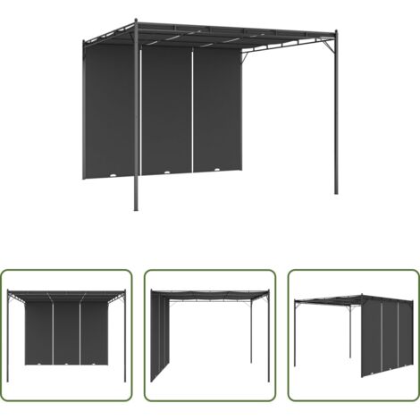 Tenda da sole -  Gazebo da Giardino con Tenda Laterale 3x3x2,25 m Antracite