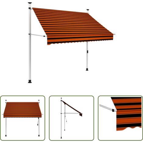 Tenda da sole impermeabile -  Tenda da Sole Retrattile Manuale 200 cm Arancione e Marrone