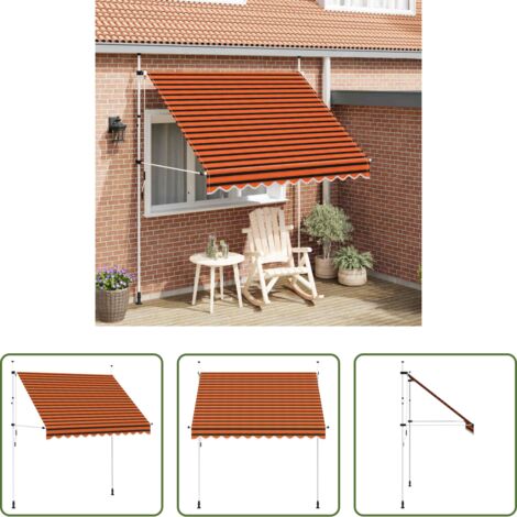 Tenda da sole impermeabile -  Tenda da Sole Retrattile Manuale 250 cm Arancione e Marrone