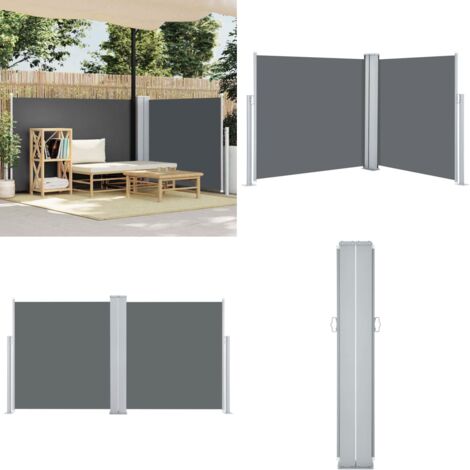 Tenda da Sole Laterale Retrattile Antracite 120x600 cm - Tenda da sole per giardino - Tenda per privacy