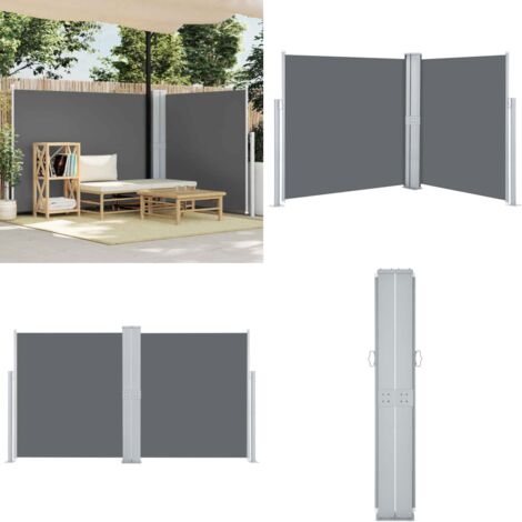 Tenda da Sole Laterale Retrattile Antracite 140x600 cm - Tenda da sole per giardino - Tenda per privacy