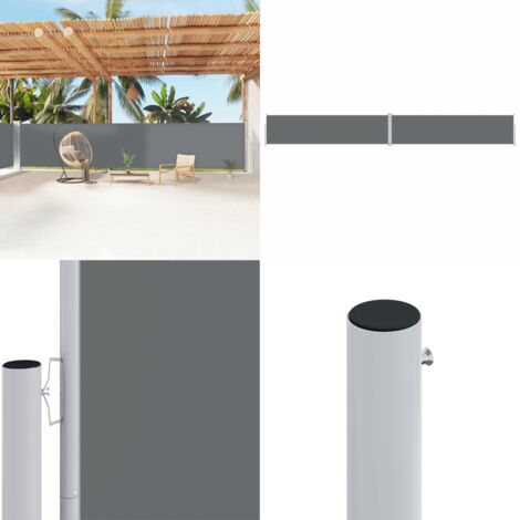 Tenda da Sole Laterale Retrattile Antracite 160x1200 cm - Tenda da sole per giardino - Tenda per privacy