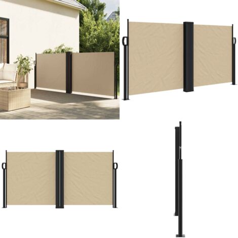 Tenda da Sole Laterale Retrattile Beige 120x600 cm - Tenda da giardino - Tenda da balcone