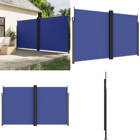 Tenda da Sole Laterale Retrattile Blu 200x600 cm - Tenda da giardino - Tenda da balcone